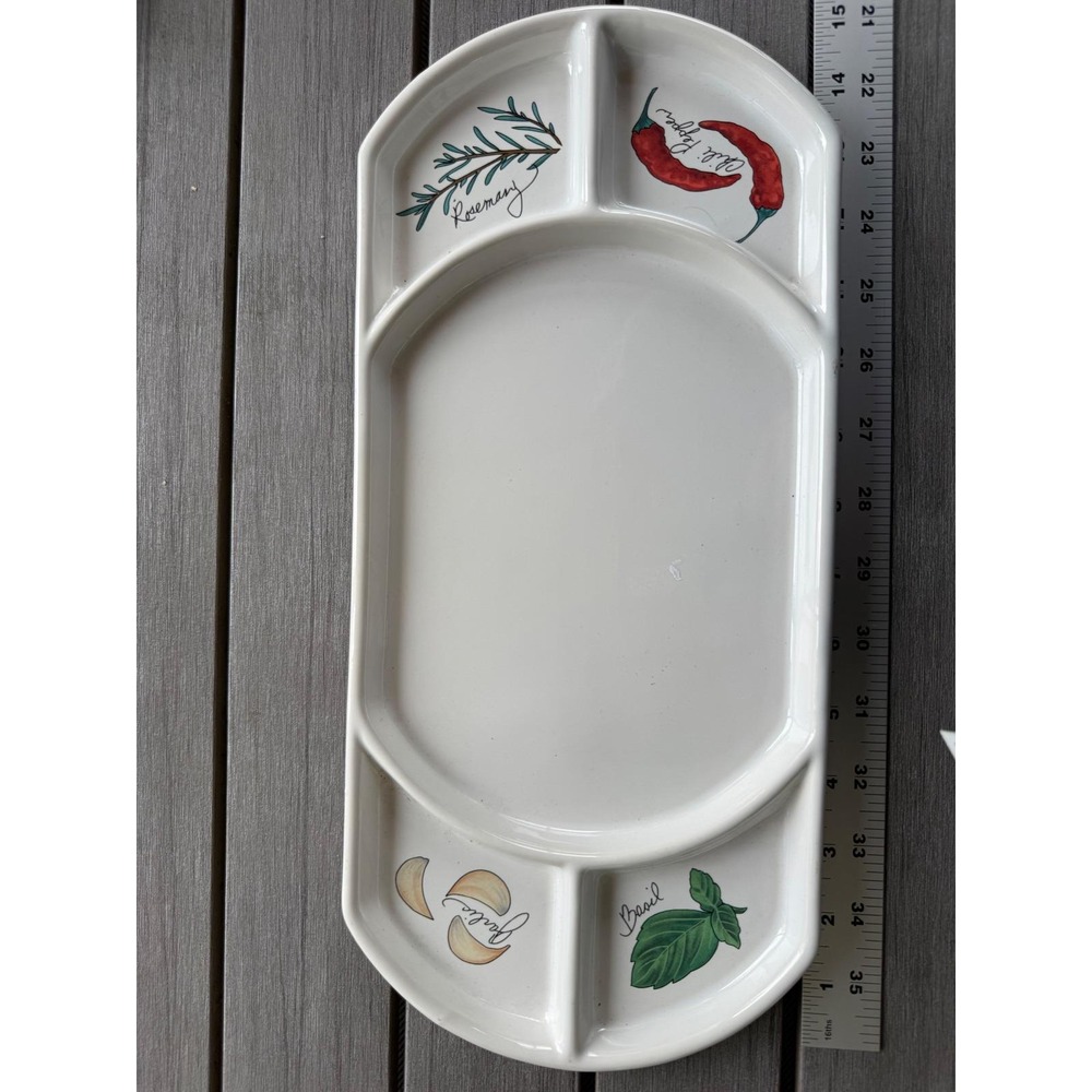 Boston Warehouse 1996 Vintage Herb Divided Dipping Dish / Serving Tray HTF